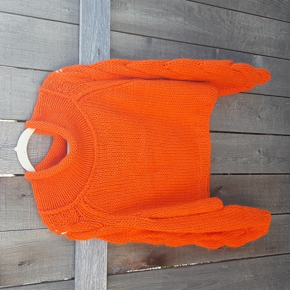 Free People Sweaters - Beautiful Women's Free People Bright Orange Knitted Alpaca Sweater Size M